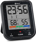 Geevon Digital Bathroom Clock, Waterproof Shower Timer with Large Touch Screen, Battery Operated Bathroom Wall Clock with Temperature & Humidity Display - Suction Cup/Hanging Hole/Stand (Black)