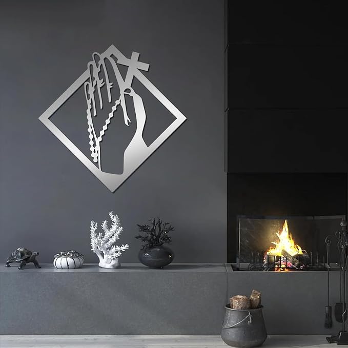 SZI Praying Hands Wall Art Metal, Metal Crosses Wall Decor, Prayer Hands Decor, Serenity Prayer Wall Art for Living Room, Bedroom (19"x19"/47x47cm, White)