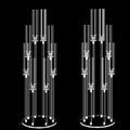 2 Set of 8 Arms Acrylic Candelabra Centerpieces for Wedding Table Decorations,38.5'' Tall Clear Candlesticks Holder with Acrylic Shade for Valentine's Day Dinner Party Fireplace Gift,Fits LED Candles