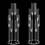 2 Set of 8 Arms Acrylic Candelabra Centerpieces for Wedding Table Decorations,38.5'' Tall Clear Candlesticks Holder with Acrylic Shade for Valentine's Day Dinner Party Fireplace Gift,Fits LED Candles
