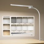 Honeywell HJ2 Gooseneck LED Desk Lamp with Clamp,3-Color Stepless Dimming.Flexible Metal Lamp Arm,CRI ≥ 97.Adjustable Small Desk Lamp for Home Office,Studying, Reading, Artists & Crafters（White）