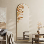 Koonmi 21"x56" Arched Full Length Mirror, Gold Large Floor Mirror with Aluminum Alloy Frame, Standing Hanging or Leaning Wall-Mounted Full Body Mirror for Living Room and Bedroom