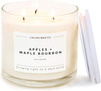 Calyan Wax Co. Apples & Maple Bourbon 3 Wick Scented Candle - 43 Hour Burn - Luxury 3 Wick Soy Candles - Non Toxic Soy Wax Candles - Long Lasting Large Glass Jar Candle for Home - 14.9oz