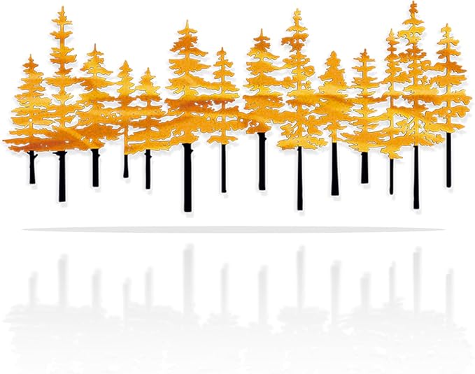 Jidecor Metal Pine Tree Wall Art Decor Nature Home Decor Cedar Trees Metal Sign Wall Decorations for Living Room, Forest Decor, Nature Lover Gift (Black Yellow)