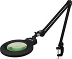 Neatfi XL Bifocal LED Magnifying Lamp – 7” Acrylic Lens, 5D/20D Magnification, 1,600 Lumens, Dimmable with 3 Light Modes, Adjustable Arm & Clamp, Lamp for Reading, Crafting (Black, CCT with Clamp)