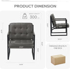 COLAMY Modern Accent Chair, Accent Arm Chair for Living Room, Comfy Leather Armchair with Metal Legs for Bedroom Reception Waiting Room, Grey