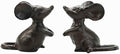 Sungmor Cast Iron Little Cute Mouse Ornament - Decorative & Lovely Figurine Indoor Outdoor Statues - Interesting Animal Sculpture Home Decoration - 2PC Pack & Brown Color