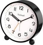 4.5" Antique Retro Analog Alarm Clock, Small Silent Battery Operated Clock with Manual Light, Snooze, Vintage Decor for Bedroom, Living Room, Office, Bedside,Desk（Black）