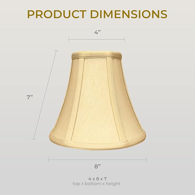 Royal Designs, Inc. BSO-704RC-8AGL True Bell Basic Lamp Shade with Round Clip, 4 x 8 x 7.25, Antique Gold