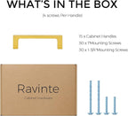 Ravinte 15 Pack Solid 3-1/2 Inch Square Cabinet Handles - Brushed Brass Drawer Pulls - Kitchen Hardware and Handles