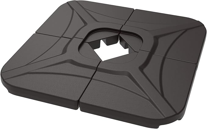 wikiwiki 230 Lbs Cantilever Offset Patio Umbrella Base, 4 PCS Weighted Umbrella Base for Outdoor Patio with Fill Spouts for Water or Sand, Square Compact Stand Plate Set, Dark Brown