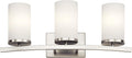 Kichler Crosby 23" Vanity Light in Brushed Nickel, 3-Light Contemporary Bathroom Light with Satin Etched Cased Opal Glass, (23" L x 8.75" H), 45497NI