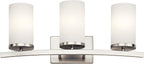 Kichler Crosby 23" Vanity Light in Brushed Nickel, 3-Light Contemporary Bathroom Light with Satin Etched Cased Opal Glass, (23" L x 8.75" H), 45497NI