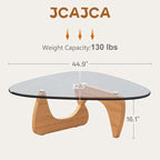 Coffee Table for Living Room Mid Century Modern Center Small Table with Glass Top and Wood, Original Transparent