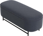 HomePop Ellipse Modern Storage Bench with Metal Legs |Homepop Home Décor|Bench with Storage for Living Room & Bedroom - Steel Blue Velvet