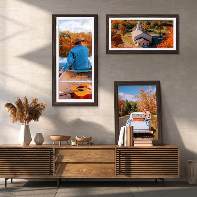 KTKDE 12x16 Picture Frame Real Glass,Poster frame Display Pictures 8.5x11 with Mat or 12x16 Without Mat, Modern Style Wood Composite Frame,Gallery Wall Frame Wooden Walnut，best gift