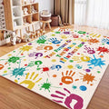 Colorful Kids Rug, Washable Handprints Area Rug for Kids Bedroom, Non-Slip Play Mat Ultra Soft Thick Indoor Plush Rug for Playroom Classroom Nursery Decor (9'2" X 6'7")