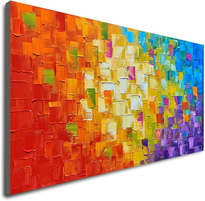 Seekland Art Hand Painted Texture Large Oil Painting on Canvas Modern Abstract Huge Wall Art for Living Room Decor Contemporary Artwork Framed Ready to Hang (Framed 60 * 30 inch)