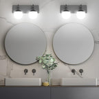 Ralbay Matte Black Bathroom Wall Light Fitures 2-Light Mid Century Modern Bathroom Lighting Black Milky Glass Globe Vanity Light for Bathroom