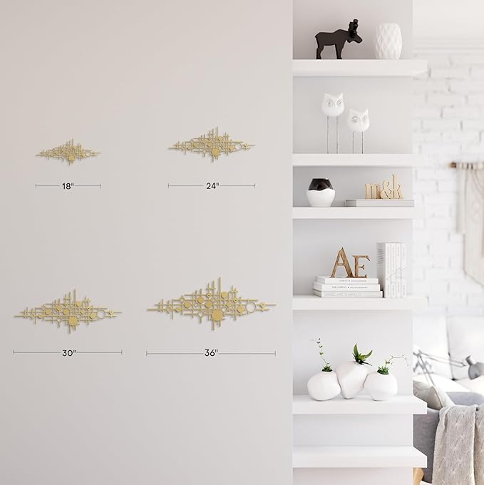 SIGNLEADER Metal Wall Art Decor Gold Circle Abstract Shapes Minimalist Modern Abstract Wall Sculpture Hangings Home Decoration for Living Room, Bedroom, Bathroom, Kitchen, Outdoor - 30" Gold
