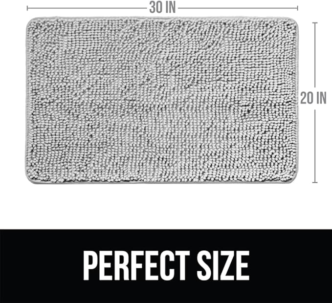 KANGAROO Bathroom Rugs, Chenille Soft Absorbent Bath Rug, Shaggy Shower Mat, Quick Dry Machine Wash Bathmat, Plush Carpet Mats for Tub, Bathtub and Room Home Decor Accessories, 30x20, Light Blue