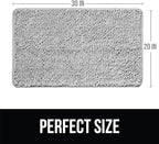 KANGAROO Bathroom Rugs, Chenille Soft Absorbent Bath Rug, Shaggy Shower Mat, Quick Dry Machine Wash Bathmat, Plush Carpet Mats for Tub, Bathtub and Room Home Decor Accessories, 30x20, Light Blue