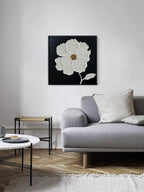 YaSheng Art - Thick Texture Flowers Abstract Oil Painting Hand-Painted Black and White Wall Art Minimalist modern Art Paintings Home Living room Room Dining Room Bedroom Wall Decorative Art Oil Painting 24x24inch