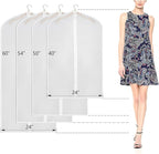 Univivi Clear Garment Bags for Hanging Clothes 60 inch Clear Dress Bags for Storage 6Pack Suit Cover for Long Gown Coat