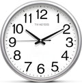 Wall Clock, 13 Inch Large Dial Non-Ticking Silent Battery Operated Quality Analog, Ultra-Quiet Movement Quartz, Timeless Stylish Clock, Ideal Modern Home, Office Décor (Sliver)