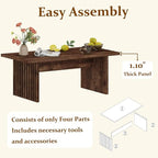 BON AUGURE Coffee Table for Living Room, Farmhouse Wood Center Table, Rectangle Mid-Century Living Room Tables, Unique Fluted Panel Coffee Tables (Rustic Oak, 43Inch)