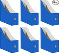 Limitliho Cardboard Magazine Holder for Desk, Book Bins for Classroom Library,Office,Home, 10.6" H x 10.2" L x 3.5" W in file holder(Blue, 6 Pack)