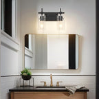 SOLFART Vintage 2 Lights Bathroom Light Fixtures Wall Sconces Black Vanity Lights for Bathroom Vanity Lighting Fixtures Wall Light Fixtures Bathroom Vanity Lights BK