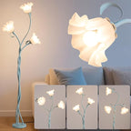 Flower Floor Lamp for Bedroom - 3 Color Temperatures Decorative LED Tall Standing Lamp for Reading with Flexible Neck for Bedroom Living Room Office Corner (Powder Blue)