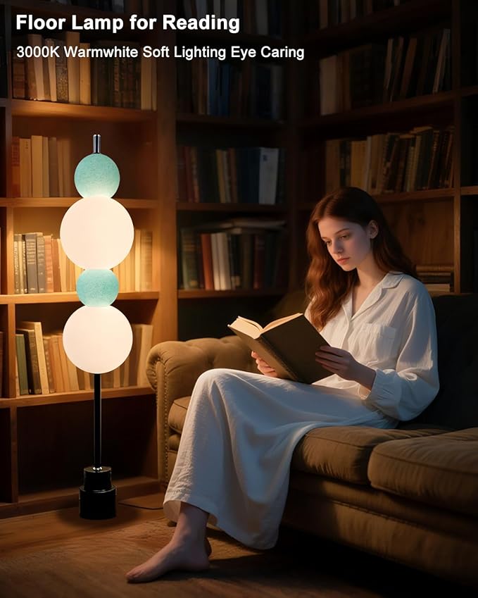 Lightdot Blue Globe Floor Lamp with 3 Color Temperatures LED Bulbs Included,Dimmable Floor Lamps with Touch Switch,Unique Modern Standing Tall Lamp for Bedroom Living Room/Sofa Beside/Corner Decor