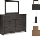 Signature Design by Ashley Brinxton Urban Smooth-Gliding 7-Drawer Dresser and Mirror with Safety Stop, Gray