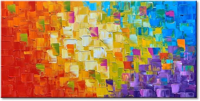 Seekland Art Hand Painted Texture Oil Painting on Canvas Abstract Wall Art Deco Contemporary Artwork Framed Ready to Hang 40x20 inch