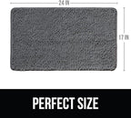KANGAROO Bathroom Rugs, Chenille Soft Absorbent Bath Rug, Shaggy Shower Mat, Quick Dry Machine Wash Bathmat, Plush Carpet Mats for Tub, Bathtub and Room Home Decor Accessories, 24x17, Gray