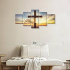 Elephant Stock Holy Cross Wall Art Multi Piece Canvas - 5 Panel Christian Pictures Decor - Digital Design Canvas Print - Christian Wall Decor - 42" X 19"