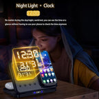 IHAO 5in1 Multi Functional Wireless Charger with Digital Clock 18W Fast Charge Night Light Temperature Display Magnetic Attraction Compliant for iPhone, Apple Watch and Qi Headphone-DH13 White