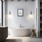 Bathroom Quotes Wall Decor, Black and White Bathroom Wall Art, Toilet Decor Signs Small Black Framed Canvas Art for Kid's Washroom
