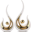 XMGZQ 2pcs White and Gold Modern Abstract Art Statue Table Decoration,Elegantes Ceramic Statue for Home Décor Accent,Mantel,Bookshelf,Centerpiece Table Decorations for Dining Room,adornos para sala