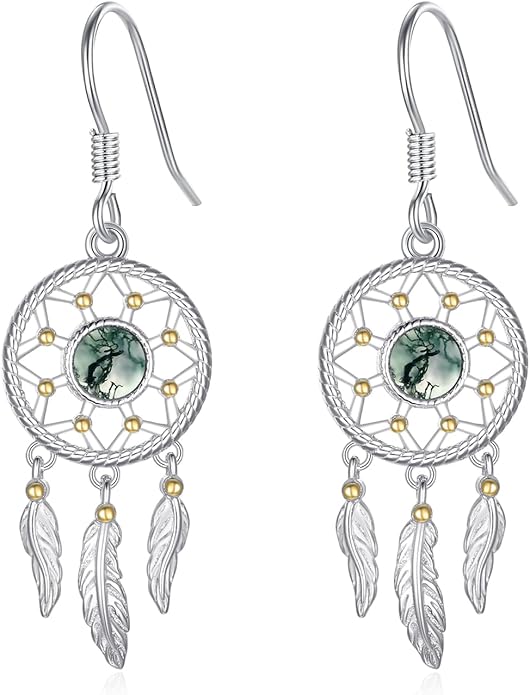 Dream Catcher Earrings for Women 925 Sterling Silver Western Earrings Dream Catcher Dangle Cowgirl Earrings Bohe Jewelry Gifts for Women