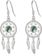 Dream Catcher Earrings for Women 925 Sterling Silver Western Earrings Dream Catcher Dangle Cowgirl Earrings Bohe Jewelry Gifts for Women