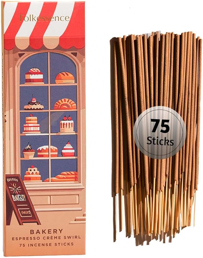 Folkulture Incense Sticks (75 Sticks) |8" Premium Coffee Incense Sticks for Aromatherapy, Focus, Energy, Gifts for Women | No Charcoal,Organic, Non Toxic, 45 Mins, Long Burning Insence-Sticks