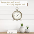 Jensen Pocket Watch Analog Alarm Clock for Bedroom,Silent Non Ticking,Desk & Shelf Mantel Clock for Living Room Decor,Morning Silver, 5.4"(H) x 4.5"(W)