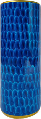 Luxurious Umbrella Stand Holder Umbrella Bucket Umbrella Rack Barrel Hand-Painted Feather Theme Porcelain Ceramic Floor Vase Entryway Porch Indoor 24" High Peacock Blue