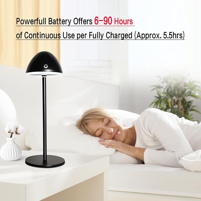 2 Pack Rechargeable Table Lamps, Cordless Bedside Touch Lamp, 3 Color Temps (3000K-6500K), Stepless Dimming, Touch Control, for Restaurant/Bedroom/Outdoor Patry/Camping