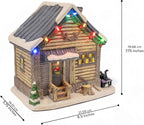 Black Bear Lodge Porcelain Christmas Village with LED Lights
