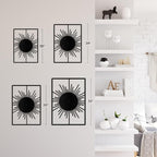 SIGNLEADER Metal Wall Art Decor Shining Sun Landscape Minimalist Modern Abstract Wall Sculpture Hangings Home Decoration for Living Room, Bedroom, Bathroom, Kitchen, Outdoor - 24" Black