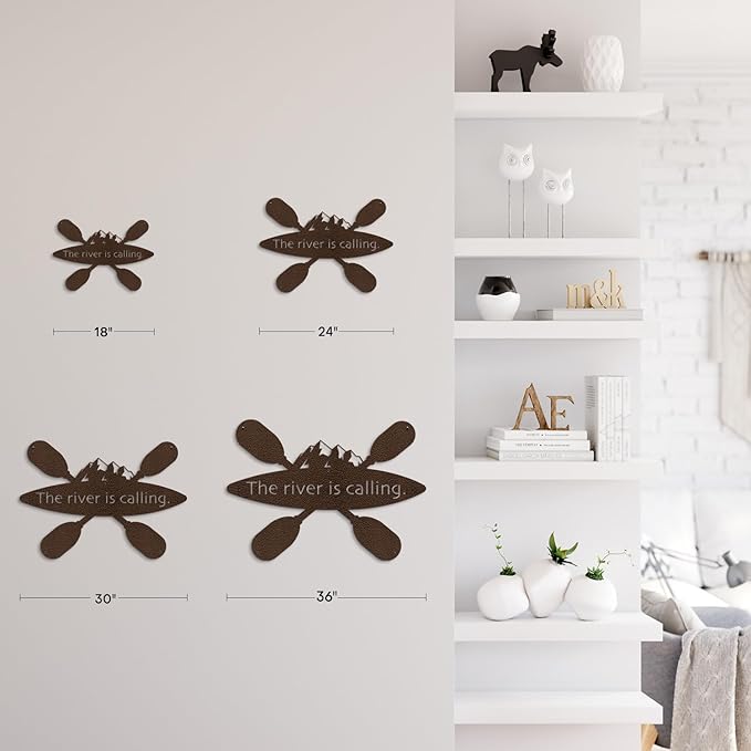 SIGNLEADER Metal Wall Art Decor - Kayak with Paddles Sport Minimalist Modern Abstract Wall Sculpture Hanging Home Decoration for Living Room, Bedroom, Bathroom, Kitchen, Studio, Outdoor - 30" Bronze